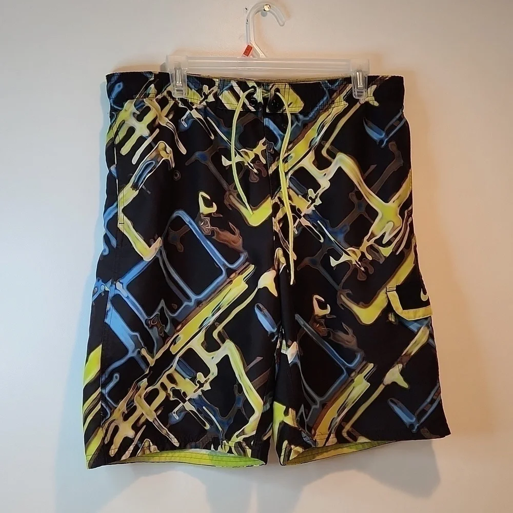 Nike Lined Mesh Swim Trunks Shorts Men's Sz Medium Great Graphic EUC VERY NICE!